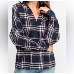 Azalea Relaxed fit cotton blend long sleeve flannel